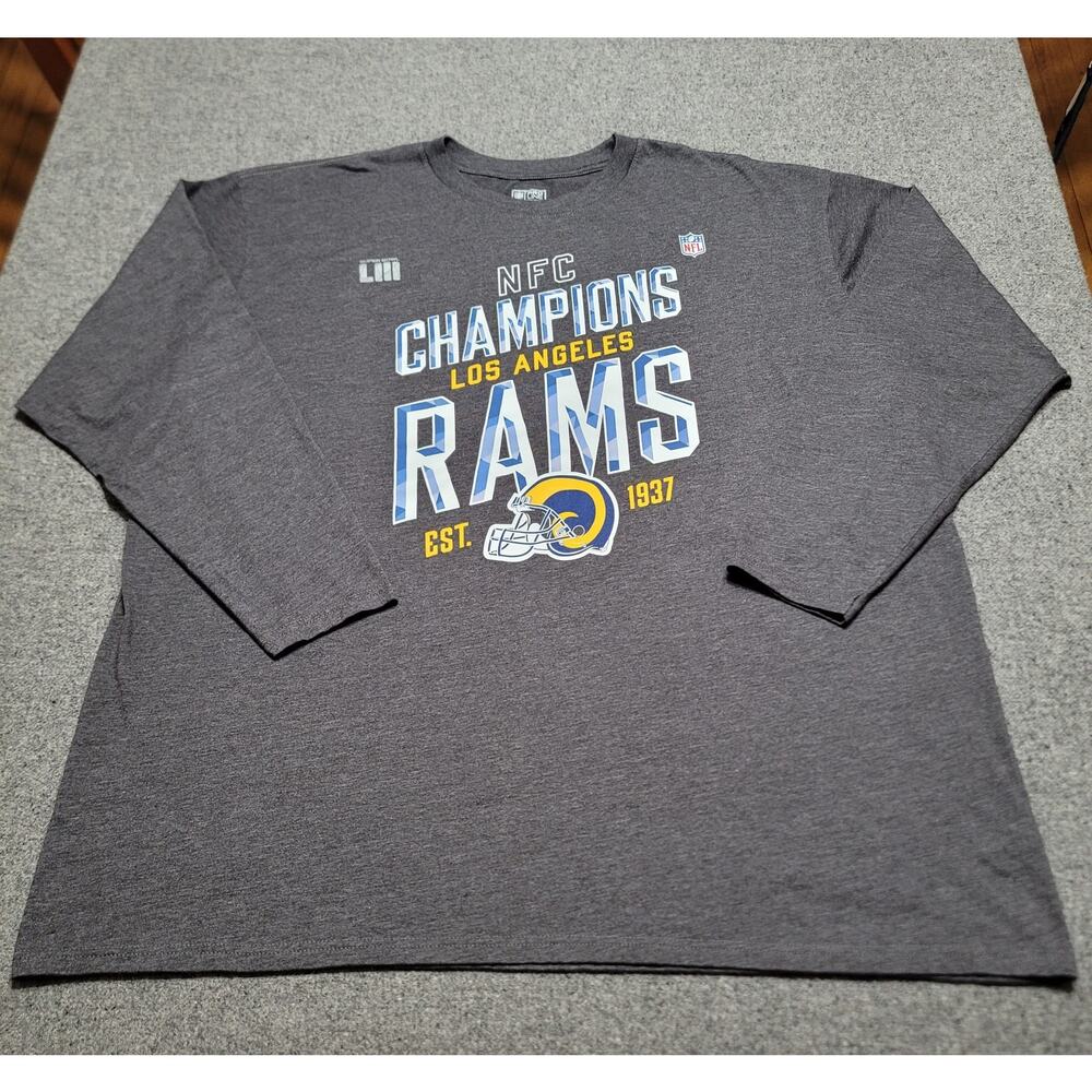 LA Rams Shirt Mens 3XL XXXL Gray Super Bowl LIII Graphic Long Sleeve Crewneck - Picture 2 of 9